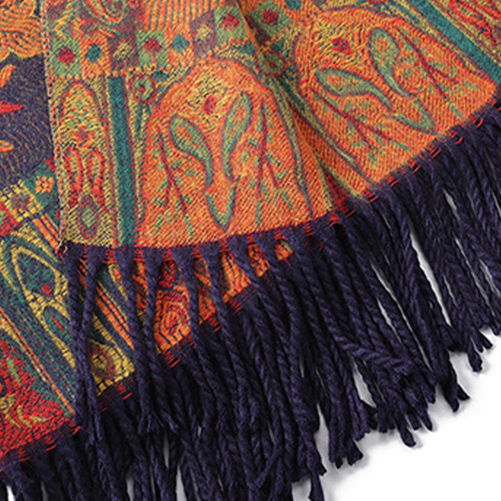 Buddha Stones Tibetan Cashew Peony Flowers Vine Tassels Shawl Fall Winter Cozy Scarf Wrap - image 6