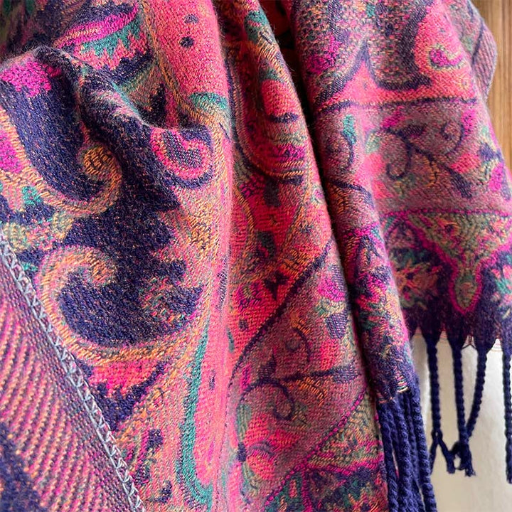 Buddha Stones Tibetan Cashew Flowers Vine Pattern Tassels Shawl Fall Winter Soft Scarf Wrap - image 5