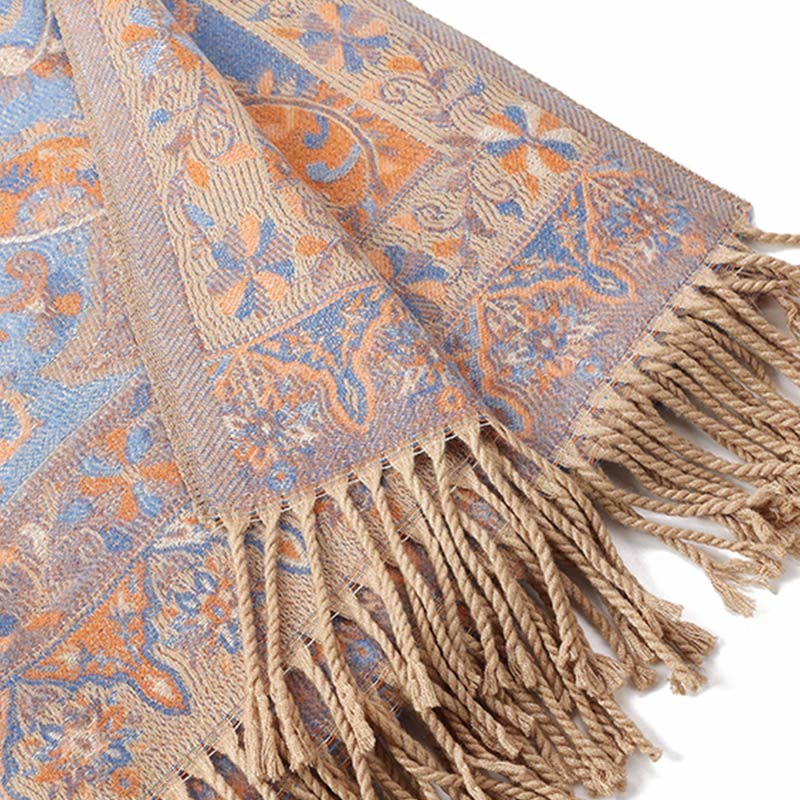 Buddha Stones Tibetan Cashew Flowers Vine Pattern Tassels Shawl Fall Winter Soft Scarf Wrap - image 24