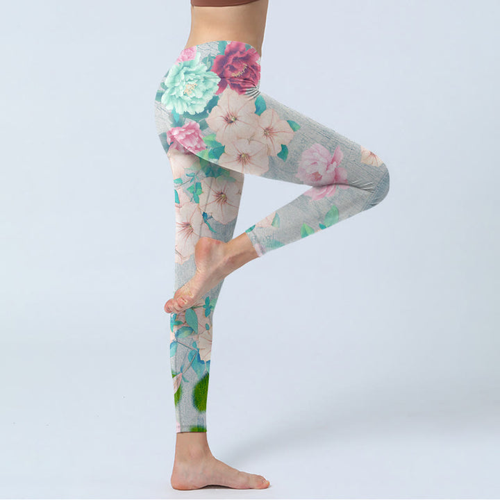 Buddha Stones Colorful Peony Flowers Print Gym Fitness Leggings Women's Yoga Pants - image 4