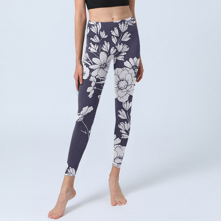 Buddha Stones Flowers Blossom Print Sports Fitness Leggings Women's Yoga Pants