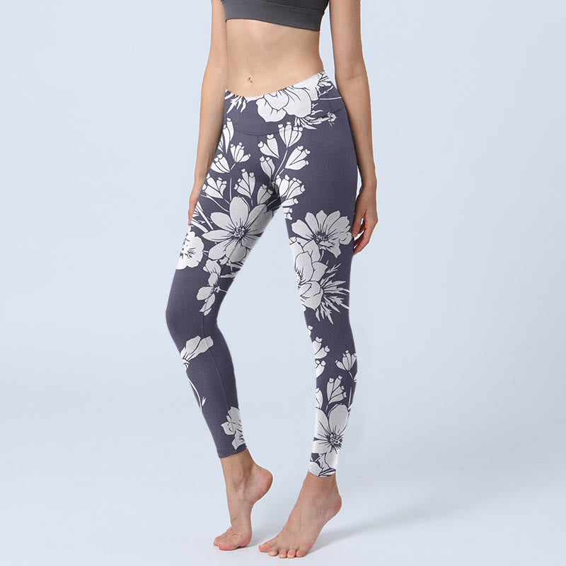 Buddha Stones Flowers Blossom Print Sports Fitness Leggings Women's Yoga Pants - Lavender - US18，UK/AU22，EU50 (4XL) - image 0