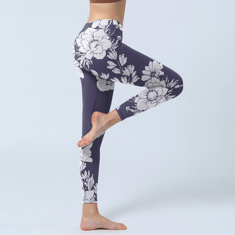 Buddha Stones Flowers Blossom Print Sports Fitness Leggings Women's Yoga Pants