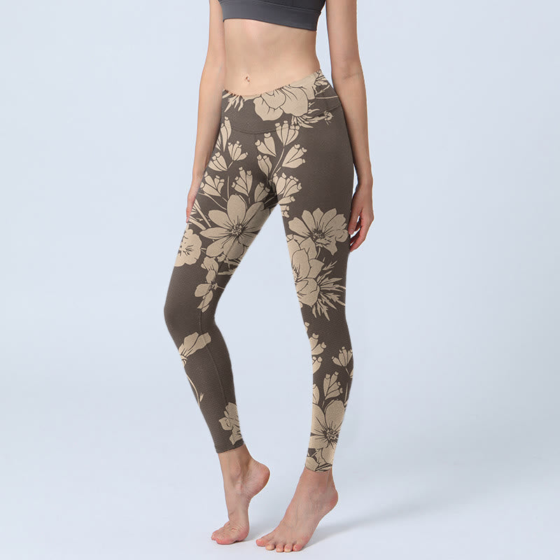 Buddha Stones Flowers Blossom Print Sports Fitness Leggings Women's Yoga Pants