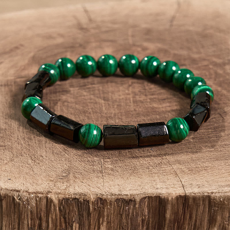 Buddha Stones "May Peace and Power Walk Beside You" Malachite Bracelet Includes Gift Message Card - image 3