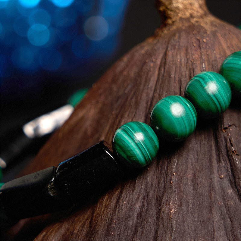 Buddha Stones "May Peace and Power Walk Beside You" Malachite Bracelet Includes Gift Message Card - image 5
