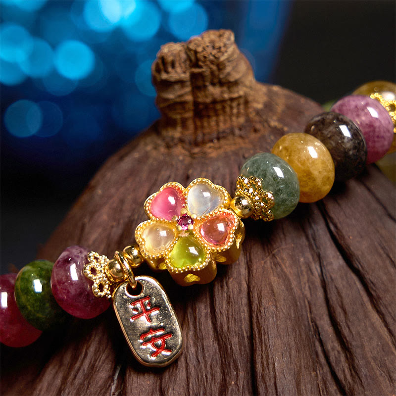 Buddha Stones "Wishing You Joy in Every Color" Tourmaline Jade Bracelet Includes Gift Message Card - image 4