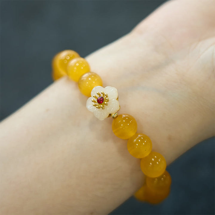 Buddha Stones Cat's Eye Chrysoberyl Flower Love Bracelet