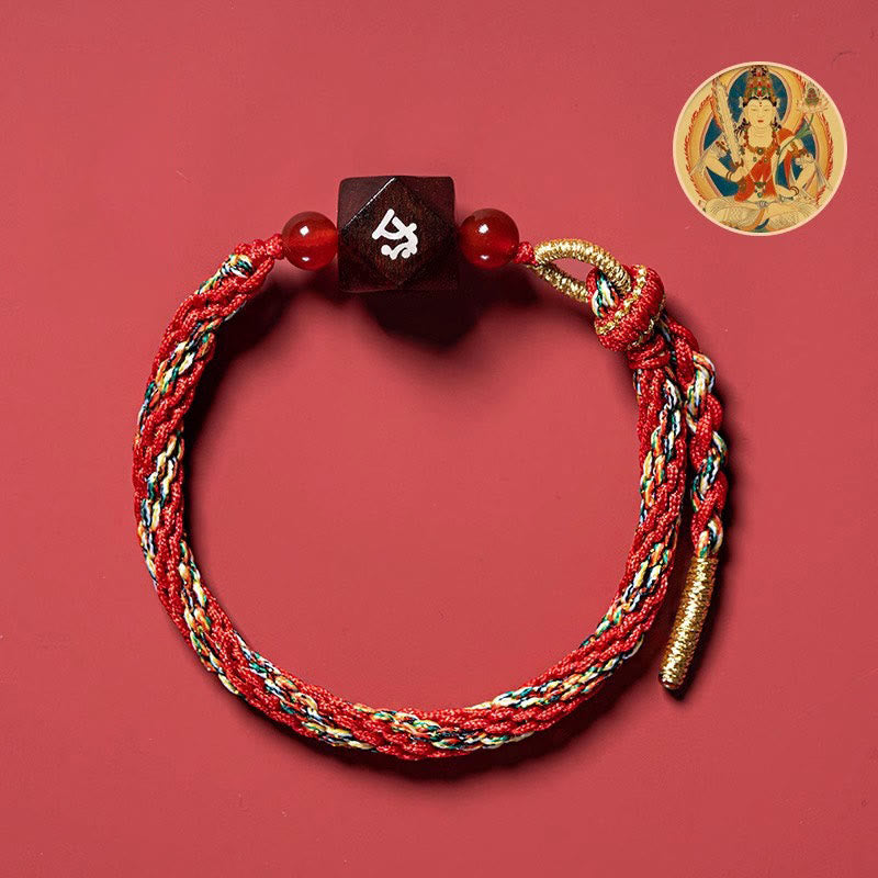 Buddha Stones Chinese Zodiac Natal Buddha Small Leaf Red Sandalwood Red String Protection Bracelet