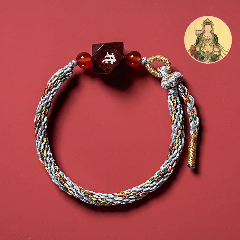 Buddha Stones Chinese Zodiac Natal Buddha Small Leaf Red Sandalwood Red String Protection Bracelet