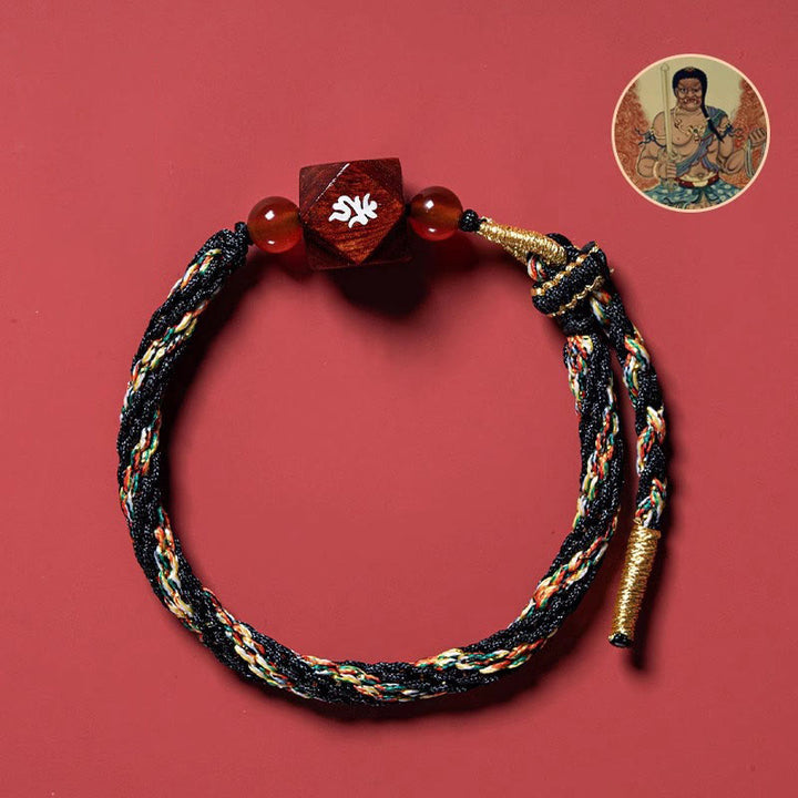 Buddha Stones Chinese Zodiac Natal Buddha Small Leaf Red Sandalwood Red String Protection Bracelet