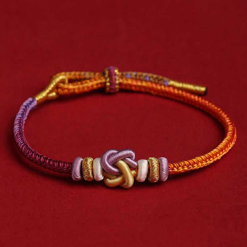 Buddha Stones Colorful String Heart Knot Protection Braided Bracelet