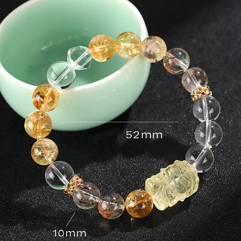 Buddha Stones Natural Citrine Pearl Topaz White Crystal Protection Bracelet