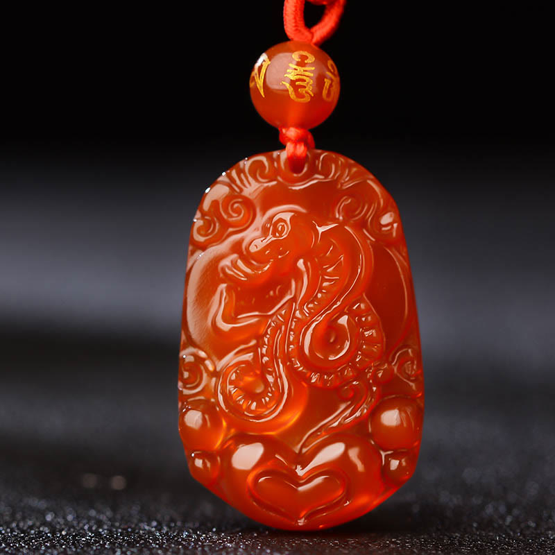 Buddha Stones Chinese Zodiac Red Agate Luck Necklace Pendant - image 2