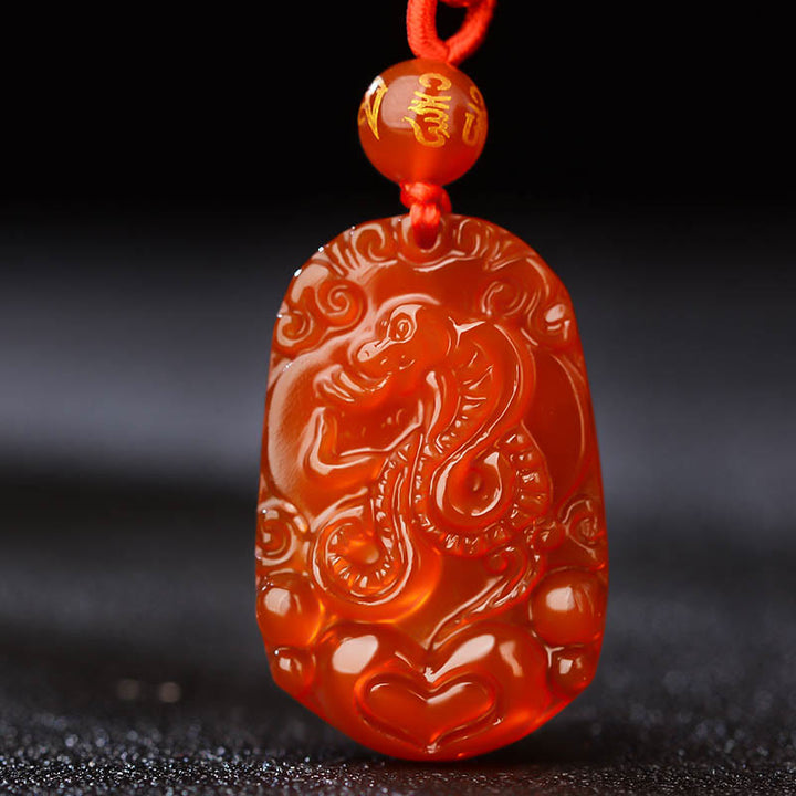 Buddha Stones Chinese Zodiac Red Agate Luck Necklace Pendant - image 2