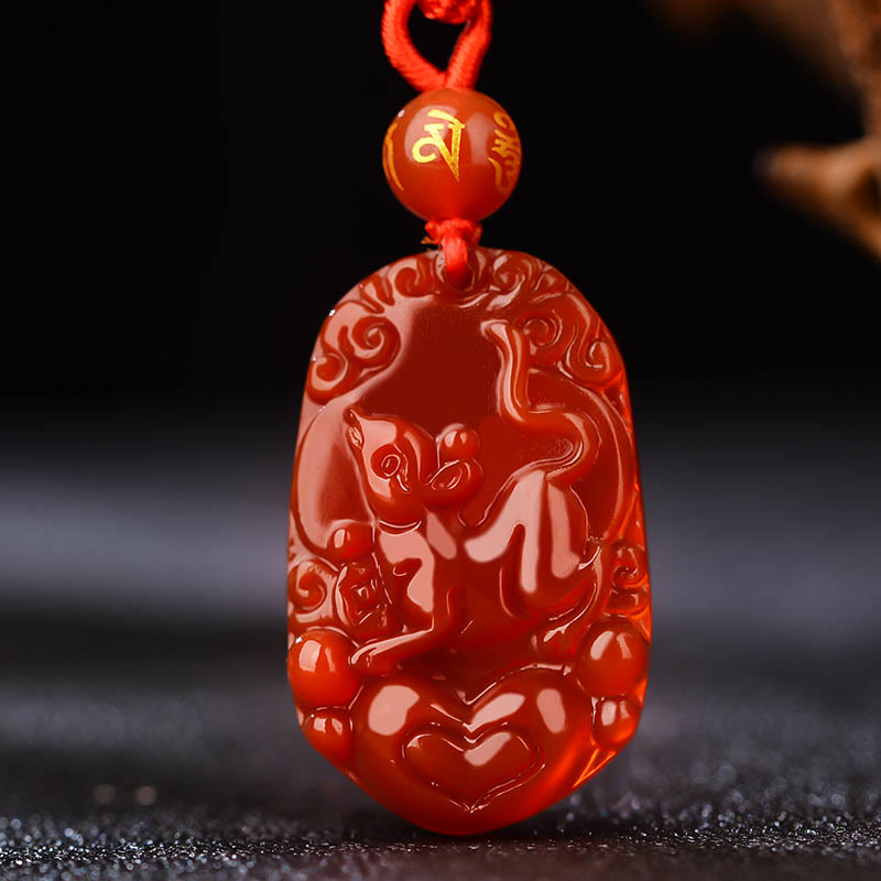 Buddha Stones Chinese Zodiac Red Agate Luck Necklace Pendant - Rat  - image 12