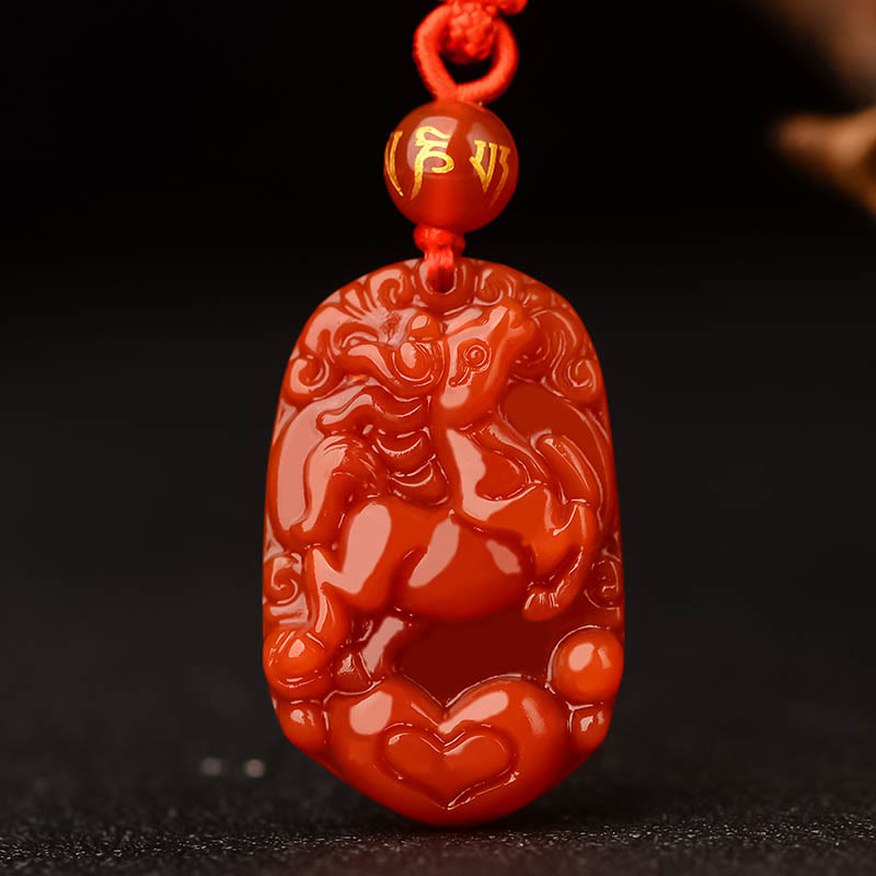 Buddha Stones Chinese Zodiac Red Agate Luck Necklace Pendant - Horse - image 17