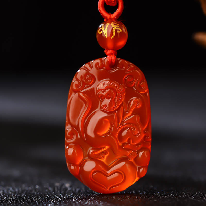 Buddha Stones Chinese Zodiac Red Agate Luck Necklace Pendant - Monkey  - image 19