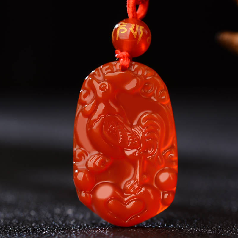Buddha Stones Chinese Zodiac Red Agate Luck Necklace Pendant - Rooster - image 20