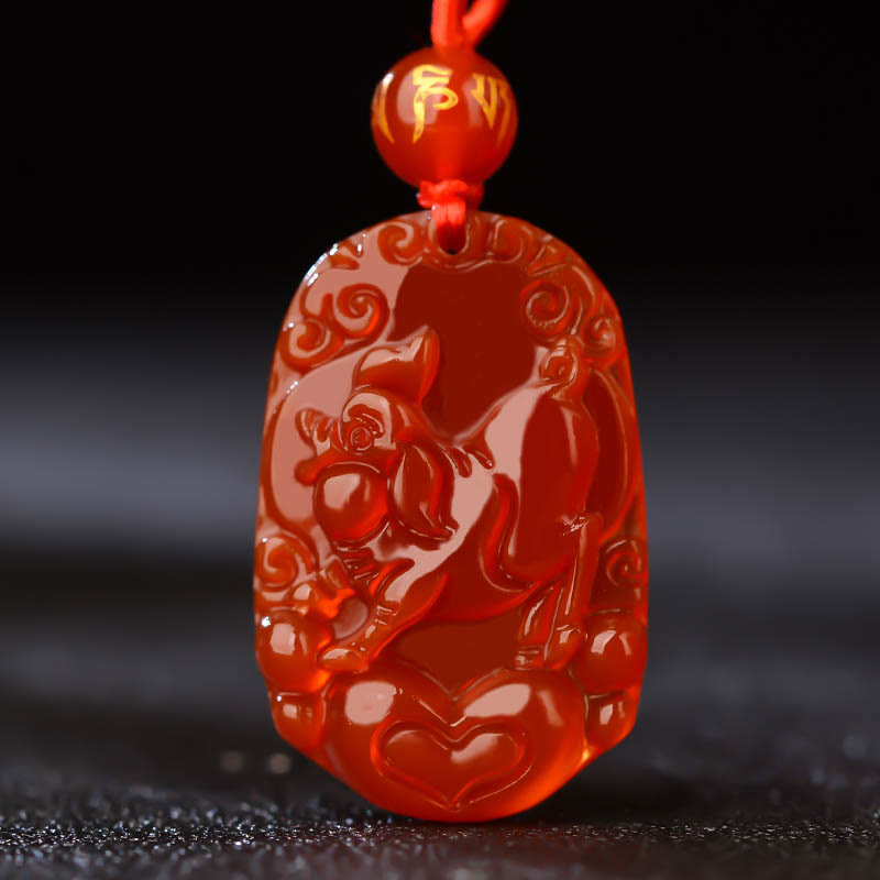 Buddha Stones Chinese Zodiac Red Agate Luck Necklace Pendant - Pig  - image 22
