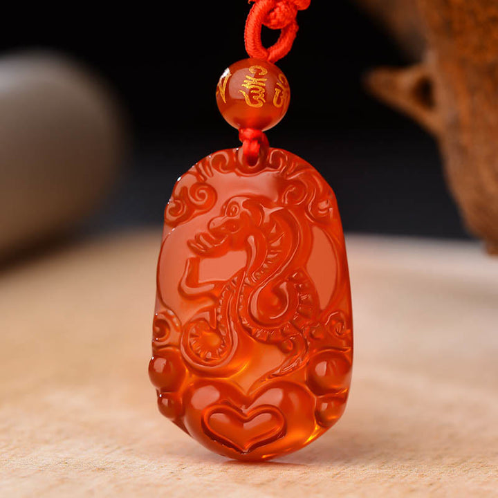 Buddha Stones Chinese Zodiac Red Agate Luck Necklace Pendant - image 5