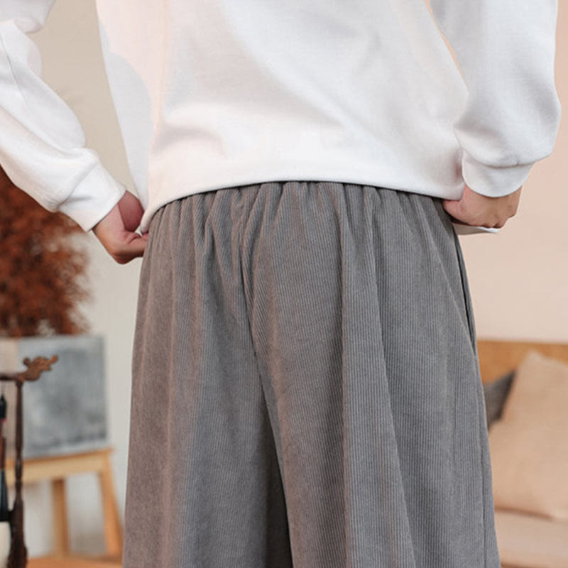 Buddha Stones Fall Winter Men's Drawstring Corduroy Solid Pants With Pockets - image 12