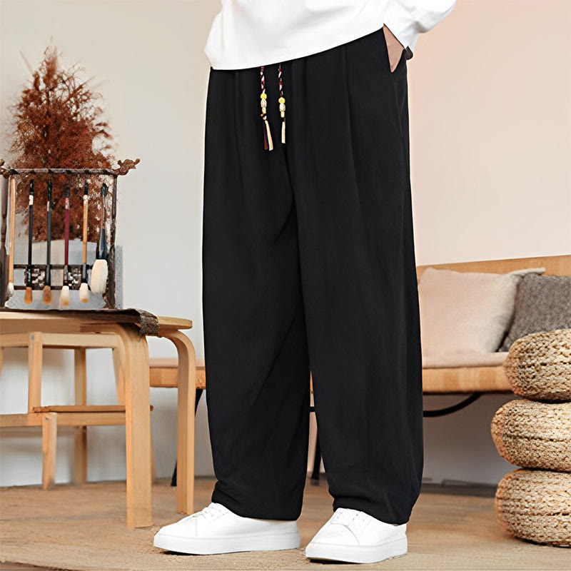 Buddha Stones Fall Winter Men's Drawstring Corduroy Solid Pants With Pockets - image 19