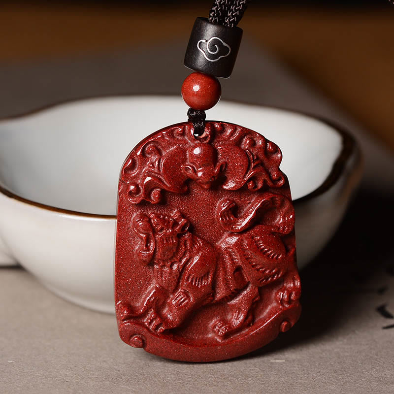 Buddha Stones Chinese Zodiac Cinnabar Calm Concentration Necklace Pendant