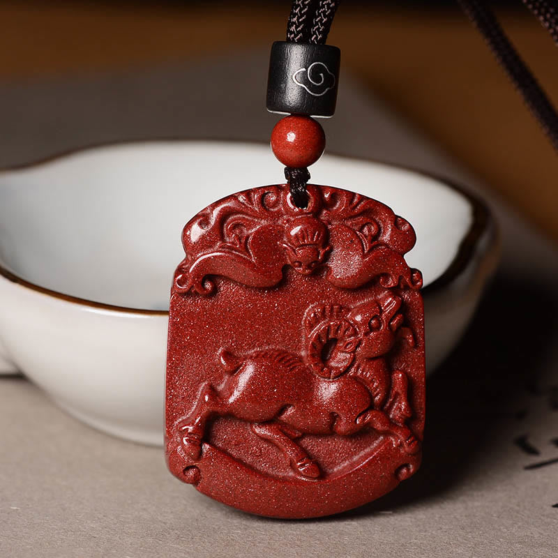 Buddha Stones Chinese Zodiac Cinnabar Calm Concentration Necklace Pendant