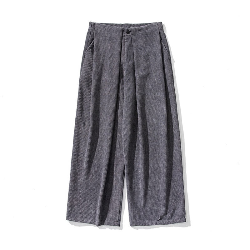 Buddha Stones Solid Color Corduroy Men's Wide Leg Pants With Pockets - image 12