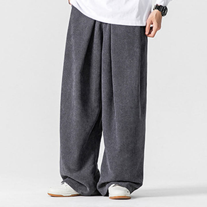 Buddha Stones Solid Color Cotton Corduroy Men's Wide Leg Pants With Pockets - image 2