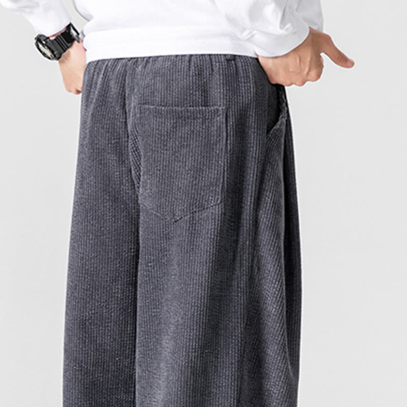 Buddha Stones Solid Color Cotton Corduroy Men's Wide Leg Pants With Pockets - image 10