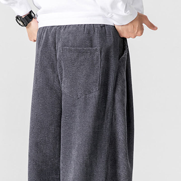 Buddha Stones Solid Color Cotton Corduroy Men's Wide Leg Pants With Pockets - image 10