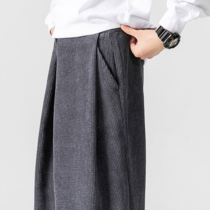 Buddha Stones Solid Color Cotton Corduroy Men's Wide Leg Pants With Pockets - image 11
