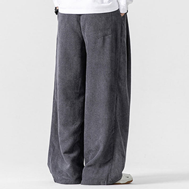 Buddha Stones Solid Color Cotton Corduroy Men's Wide Leg Pants With Pockets - image 5