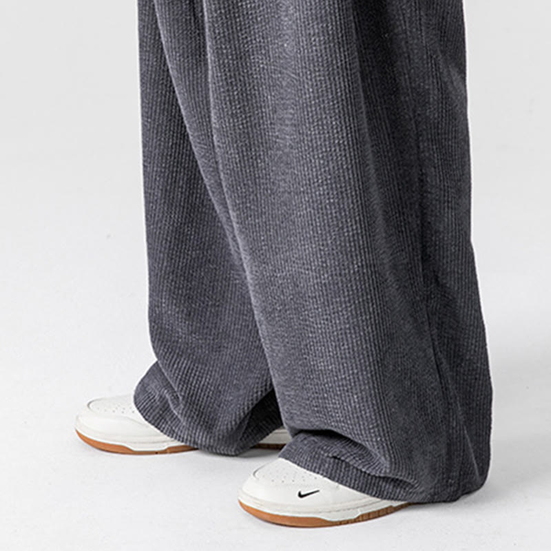Buddha Stones Solid Color Cotton Corduroy Men's Wide Leg Pants With Pockets - image 12