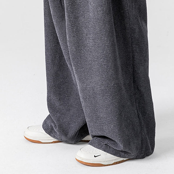 Buddha Stones Solid Color Cotton Corduroy Men's Wide Leg Pants With Pockets - image 12