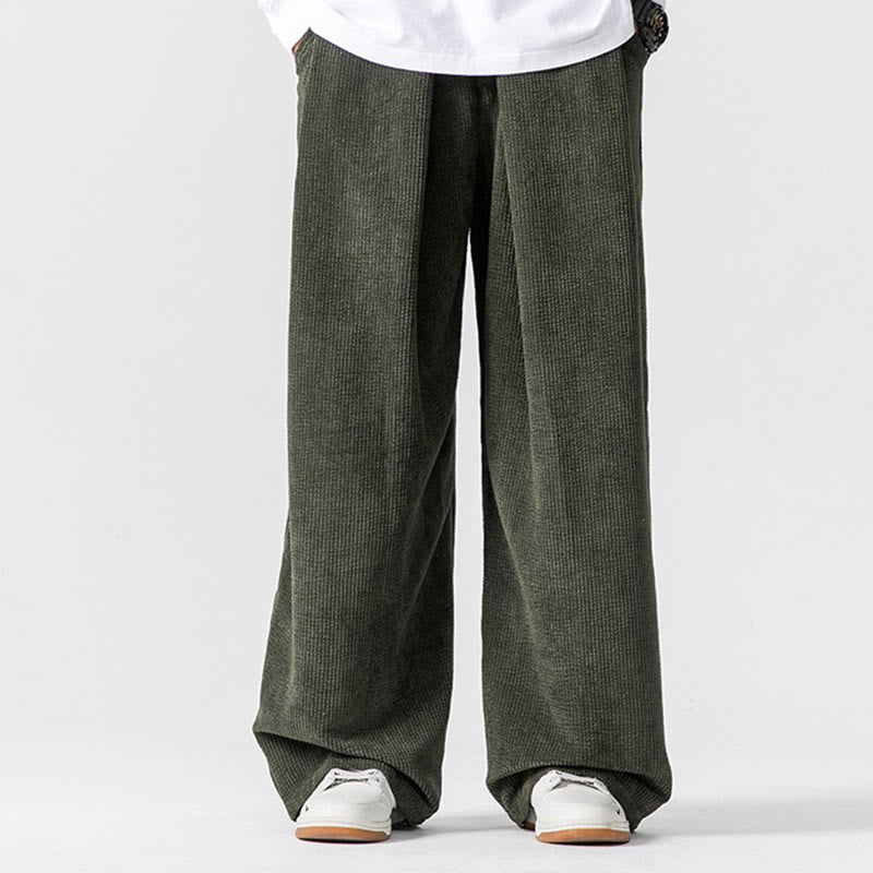 Buddha Stones Solid Color Cotton Corduroy Men's Wide Leg Pants With Pockets - image 15