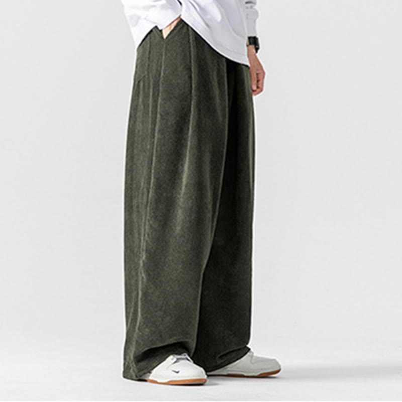 Buddha Stones Solid Color Cotton Corduroy Men's Wide Leg Pants With Pockets - image 16
