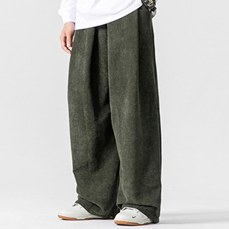 Buddha Stones Solid Color Cotton Corduroy Men's Wide Leg Pants With Pockets - image 20