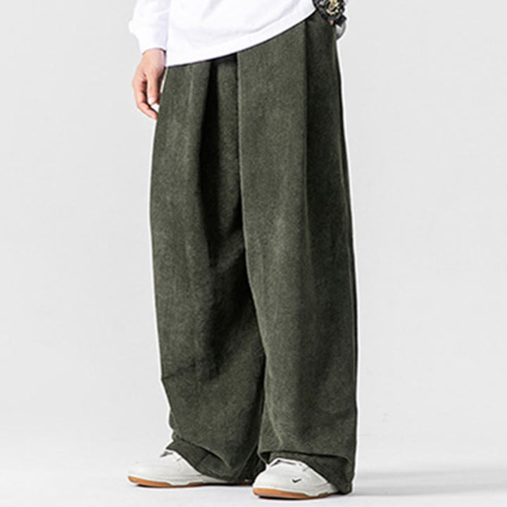 Buddha Stones Solid Color Cotton Corduroy Men's Wide Leg Pants With Pockets - image 20