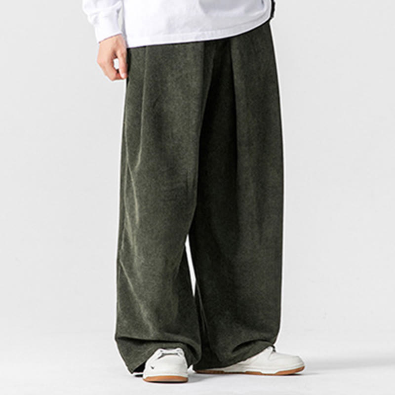 Buddha Stones Solid Color Cotton Corduroy Men's Wide Leg Pants With Pockets - image 19