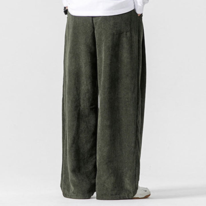 Buddha Stones Solid Color Cotton Corduroy Men's Wide Leg Pants With Pockets - image 18