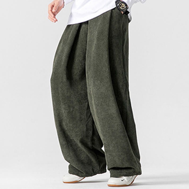 Buddha Stones Solid Color Cotton Corduroy Men's Wide Leg Pants With Pockets - image 21