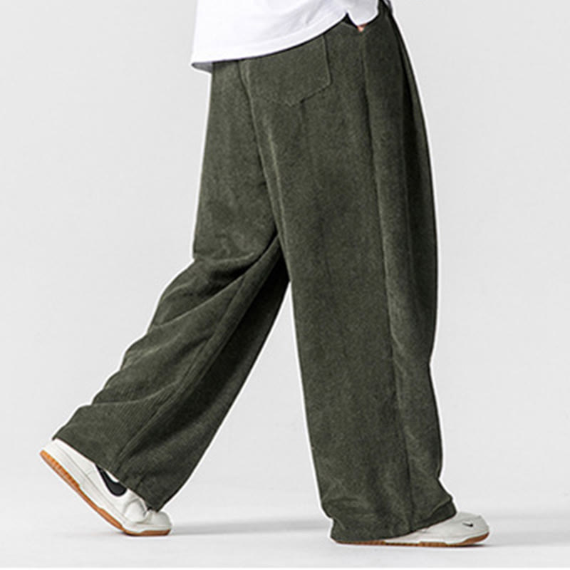 Buddha Stones Solid Color Cotton Corduroy Men's Wide Leg Pants With Pockets - image 17