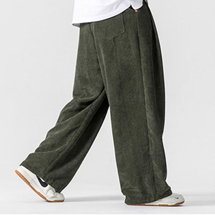 Buddha Stones Solid Color Cotton Corduroy Men's Wide Leg Pants With Pockets - image 17