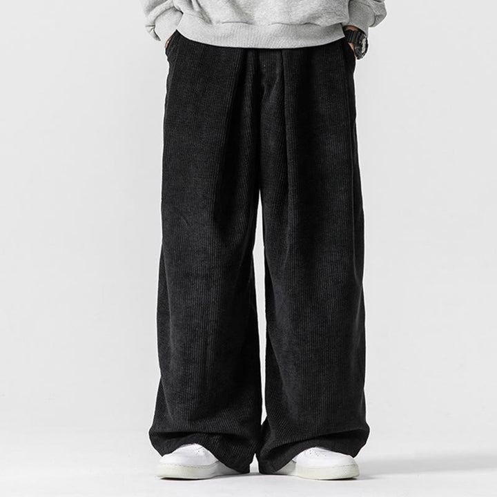 Buddha Stones Solid Color Cotton Corduroy Men's Wide Leg Pants With Pockets - Black - US/UK/AU46，EU56 (5XL) - image 22