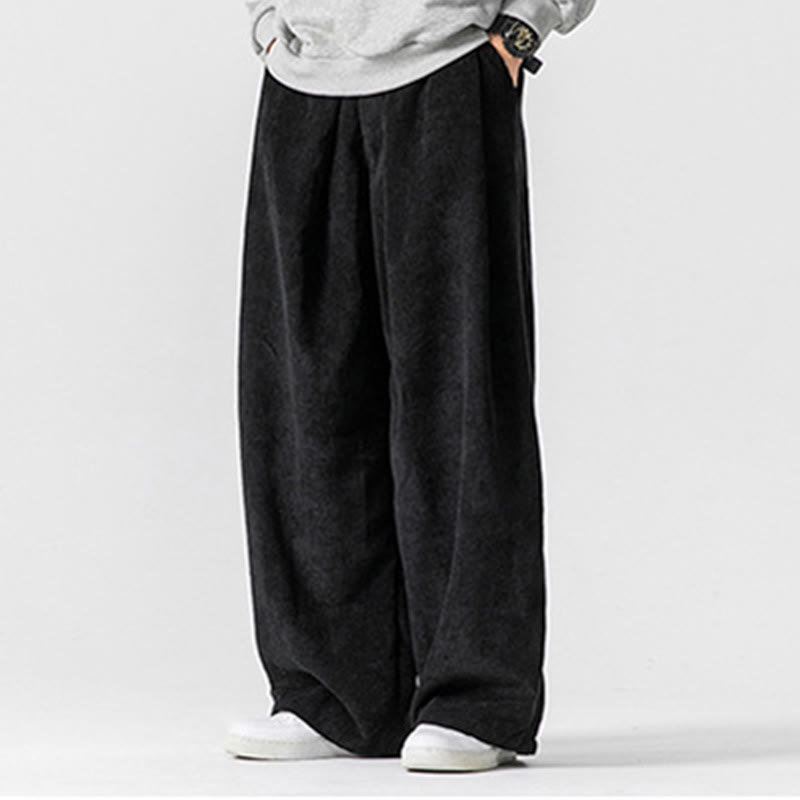Buddha Stones Solid Color Cotton Corduroy Men's Wide Leg Pants With Pockets - image 24