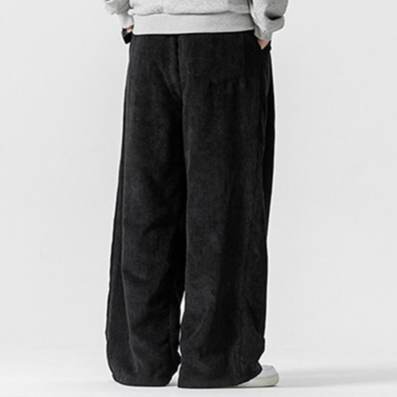 Buddha Stones Solid Color Cotton Corduroy Men's Wide Leg Pants With Pockets - image 25
