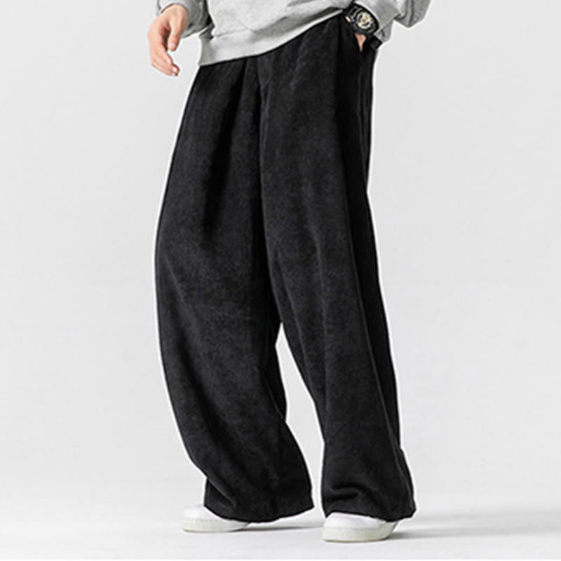 Buddha Stones Solid Color Cotton Corduroy Men's Wide Leg Pants With Pockets - image 27